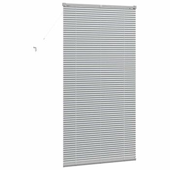 Fenster Jalousie mit Vorhängen Silber 85 x 175 cm Aluminium