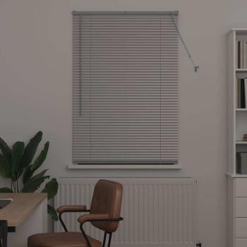 Fenster Jalousie mit Vorhängen Silber 80 x 130 cm Aluminium