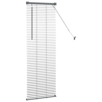 Fenster Jalousie mit Vorhängen Sonstiges Dunkelgrau 80 x 130 cm Aluminium