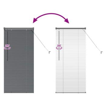 Fenster Jalousie mit Vorhängen Sonstiges Dunkelgrau 60 x 130 cm Aluminium