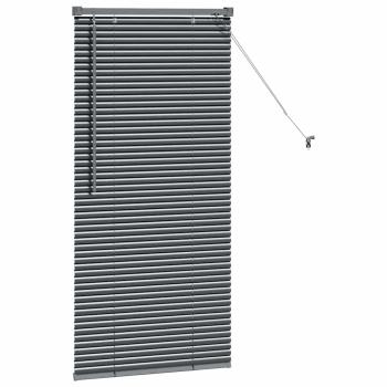 Fenster Jalousie mit Vorhängen Sonstiges Dunkelgrau 60 x 130 cm Aluminium