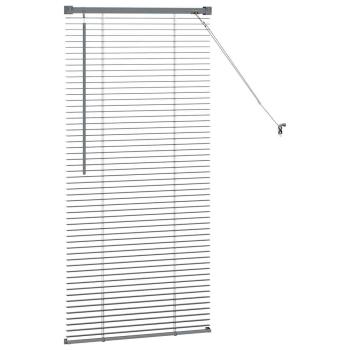 Fenster Jalousie mit Vorhängen Sonstiges Dunkelgrau 60 x 130 cm Aluminium