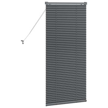 Fenster Jalousie mit Vorhängen Sonstiges Dunkelgrau 60 x 130 cm Aluminium