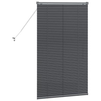 Fenster Jalousie mit Vorhängen Sonstiges Dunkelgrau 80 x 130 cm Aluminium