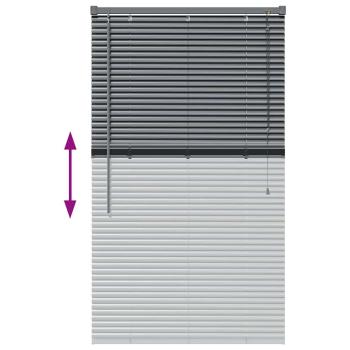 Fenster Jalousie mit Vorhängen Sonstiges Dunkelgrau 80 x 130 cm Aluminium