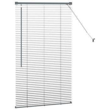 Fenster Jalousie mit Vorhängen Sonstiges Dunkelgrau 80 x 130 cm Aluminium