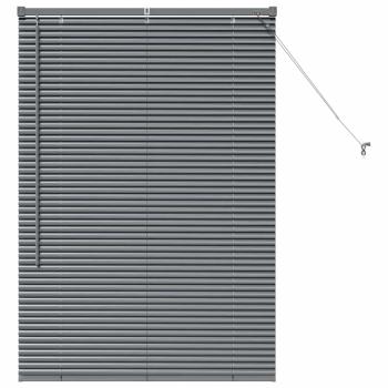 Fenster Jalousie mit Vorhängen Sonstiges Dunkelgrau 80 x 130 cm Aluminium