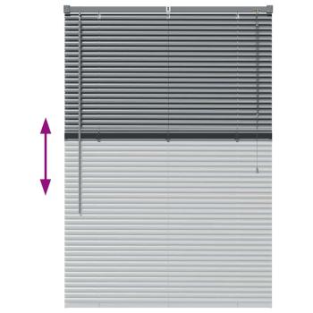 Fenster Jalousie mit Vorhängen Sonstiges Dunkelgrau 80 x 130 cm Aluminium
