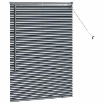 Fenster Jalousie mit Vorhängen Sonstiges Dunkelgrau 80 x 130 cm Aluminium