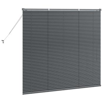 Fenster Jalousie mit Vorhängen Sonstiges Dunkelgrau 80 x 130 cm Aluminium