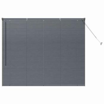 Fenster Jalousie mit Vorhängen Sonstiges Dunkelgrau 80 x 130 cm Aluminium