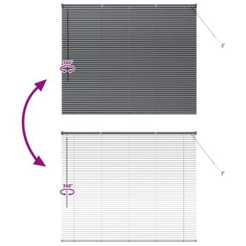 Fenster Jalousie mit Vorhängen Sonstiges Dunkelgrau 80 x 130 cm Aluminium