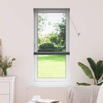 ARDEBO.de - Fenster Jalousie mit Vorhängen Sonstiges Dunkelgrau 80 x 130 cm Aluminium