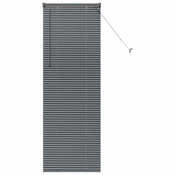 Fenster Jalousie mit Vorhängen Sonstiges Dunkelgrau 80 x 130 cm Aluminium