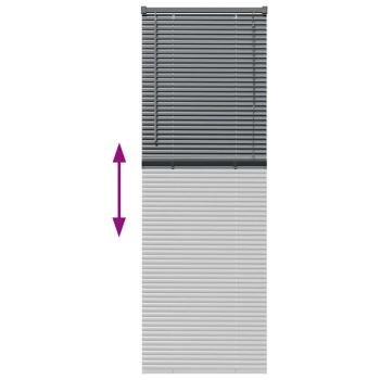Fenster Jalousie mit Vorhängen Sonstiges Dunkelgrau 80 x 130 cm Aluminium