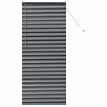 Fenster Jalousie mit Vorhängen Sonstiges Dunkelgrau 80 x 130 cm Aluminium