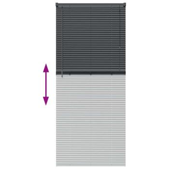 Fenster Jalousie mit Vorhängen Sonstiges Dunkelgrau 80 x 130 cm Aluminium