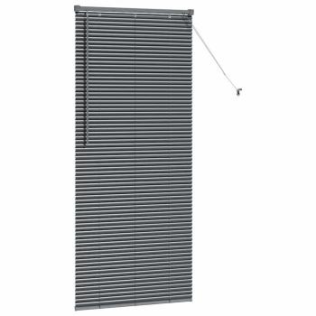 Fenster Jalousie mit Vorhängen Sonstiges Dunkelgrau 80 x 130 cm Aluminium