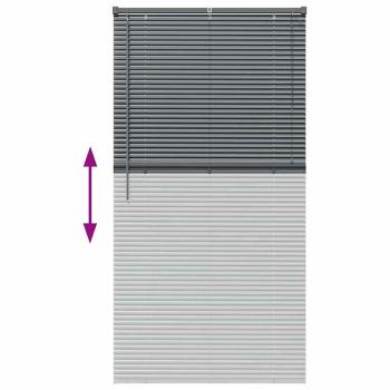 Fenster Jalousie mit Vorhängen Sonstiges Dunkelgrau 80 x 130 cm Aluminium