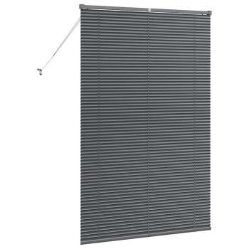 Fenster Jalousie mit Vorhängen Sonstiges Dunkelgrau 80 x 130 cm Aluminium