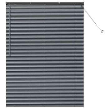 Fenster Jalousie mit Vorhängen Sonstiges Dunkelgrau 80 x 130 cm Aluminium
