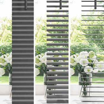 Fenster Jalousie mit Vorhängen Sonstiges Dunkelgrau 60 x 220 cm Aluminium