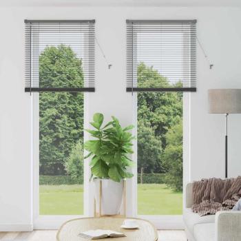 ARDEBO.de - Fenster Jalousie mit Vorhängen Sonstiges Dunkelgrau 80 x 220 cm Aluminium