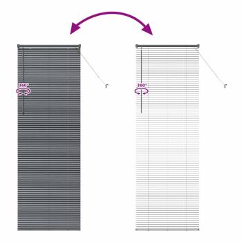 Fenster Jalousie mit Vorhängen Sonstiges Dunkelgrau 80 x 220 cm Aluminium