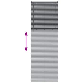 Fenster Jalousie mit Vorhängen Sonstiges Dunkelgrau 80 x 220 cm Aluminium