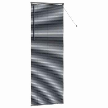 Fenster Jalousie mit Vorhängen Sonstiges Dunkelgrau 80 x 220 cm Aluminium