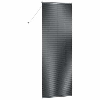 Fenster Jalousie mit Vorhängen Sonstiges Dunkelgrau 80 x 220 cm Aluminium