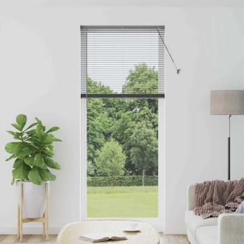 ARDEBO.de - Fenster Jalousie mit Vorhängen Sonstiges Dunkelgrau 80 x 130 cm Aluminium