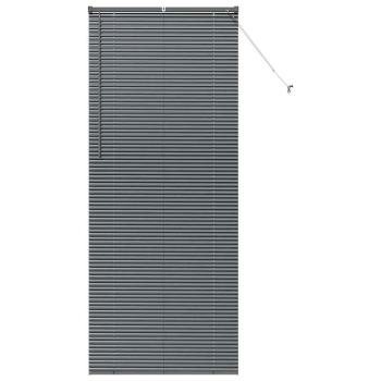 Fenster Jalousie mit Vorhängen Sonstiges Dunkelgrau 80 x 130 cm Aluminium