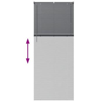 Fenster Jalousie mit Vorhängen Sonstiges Dunkelgrau 80 x 130 cm Aluminium