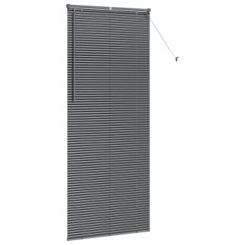 Fenster Jalousie mit Vorhängen Sonstiges Dunkelgrau 80 x 130 cm Aluminium