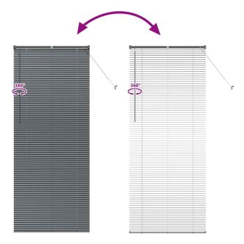 Fenster Jalousie mit Vorhängen Sonstiges Dunkelgrau 90 x 220 cm Aluminium