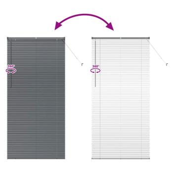 Fenster Jalousie mit Vorhängen Sonstiges Dunkelgrau 80 x 130 cm Aluminium
