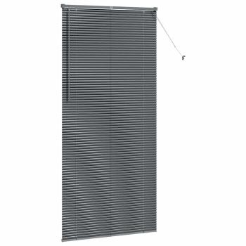 Fenster Jalousie mit Vorhängen Sonstiges Dunkelgrau 80 x 130 cm Aluminium