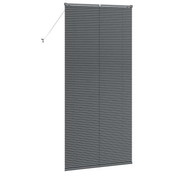 Fenster Jalousie mit Vorhängen Sonstiges Dunkelgrau 80 x 130 cm Aluminium