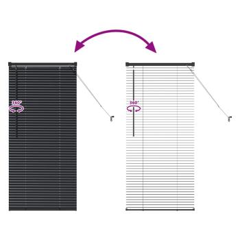 Fenster Jalousie mit Vorhängen Sonstiges Schwarz 80 x 130 cm Aluminium