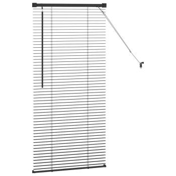 Fenster Jalousie mit Vorhängen Sonstiges Schwarz 80 x 130 cm Aluminium