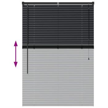 Fenster Jalousie mit Vorhängen Sonstiges Schwarz 80 x 130 cm Aluminium