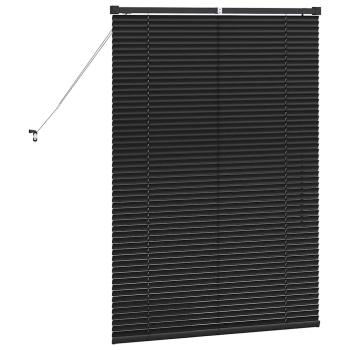 Fenster Jalousie mit Vorhängen Sonstiges Schwarz 80 x 130 cm Aluminium