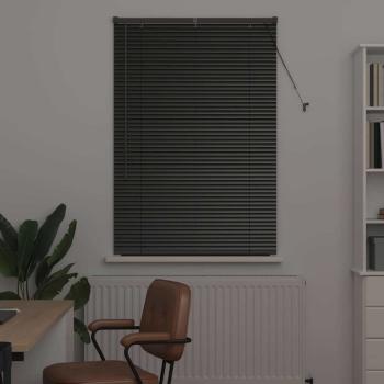 Fenster Jalousie mit Vorhängen Sonstiges Schwarz 80 x 130 cm Aluminium