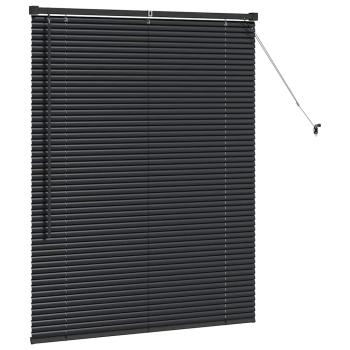 Fenster Jalousie mit Vorhängen Sonstiges Schwarz 100 x 130 cm Aluminium