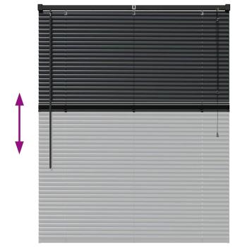 Fenster Jalousie mit Vorhängen Sonstiges Schwarz 100 x 130 cm Aluminium