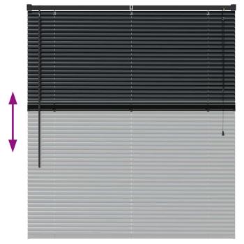Fenster Jalousie mit Vorhängen Sonstiges Schwarz 80 x 130 cm Aluminium