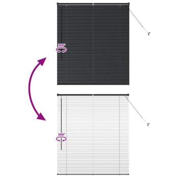 Fenster Jalousie mit Vorhängen Sonstiges Schwarz 80 x 130 cm Aluminium