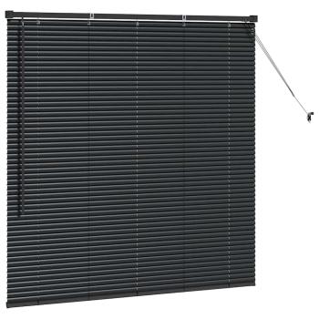 Fenster Jalousie mit Vorhängen Sonstiges Schwarz 130 x 130 cm Aluminium