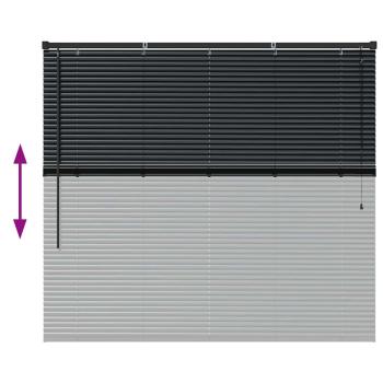 Fenster Jalousie mit Vorhängen Sonstiges Schwarz 80 x 130 cm Aluminium